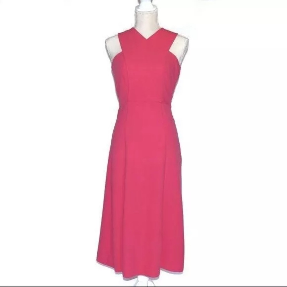 & Other Stories Hot Pink Midi Dress with cross back